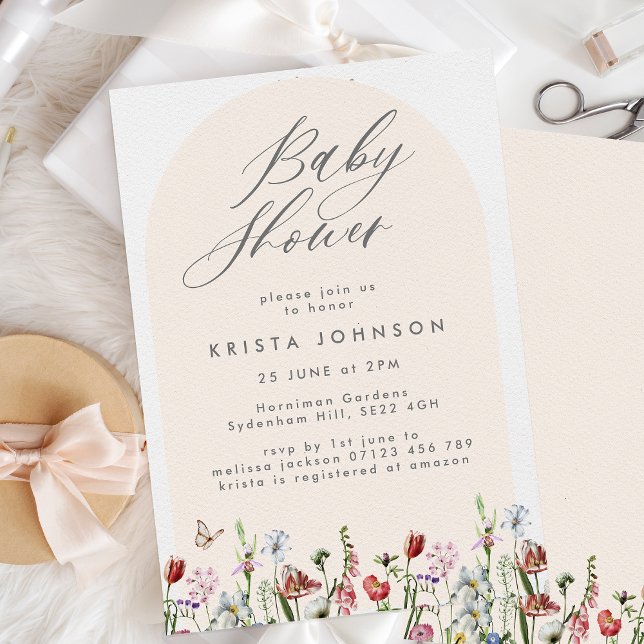 Arch & Wild Flowers Baby Shower Invitation (Creator Uploaded)