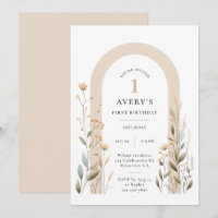Arch Wildflower First Birthday Invitation