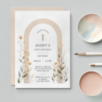 Arch Wildflower First Birthday Invitation