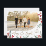 Arch Winter Botanicals Photo Christmas Holiday Card<br><div class="desc">Featuring our original hand-painted winter berries and foliage artwork, editable brush script greetings, and an arch photo shape. The back of the card comes with a matching pattern, and a spot for an additional photo and custom text. Want to customise even more? Click on the “Edit using Design Tool.” Have...</div>