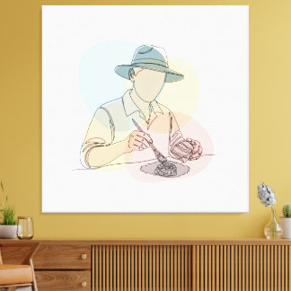  Archaeologist one line art continuous simple Canvas Print