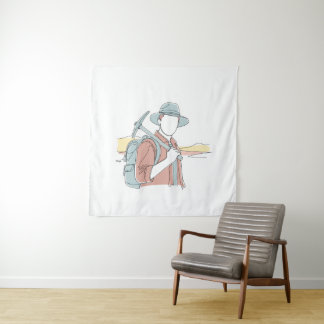Archaeologist simple one line art continuous  Tapestry
