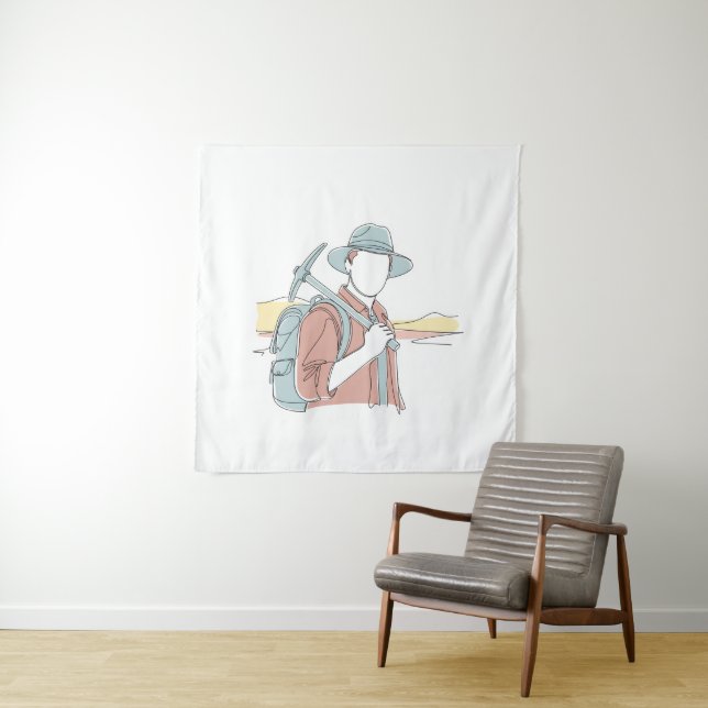  Archaeologist simple one line art continuous  Tapestry (In Situ)