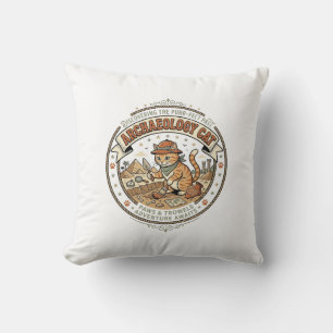 Archaeology Cat Archaeology Cat Vintage Vector Art Cushion