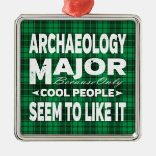 Archaeology College Major Students Green Plaid Metal Tree Decoration