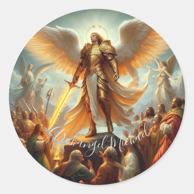 Archangel Michael Classic Round Sticker (Front)