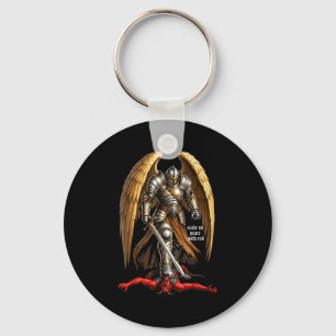 Archangel Michael Faith Design Make No Peace With  Key Ring