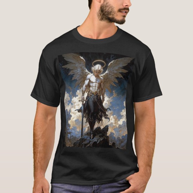 Archangel Michael Fantasy Illustration T-Shirt (Front)