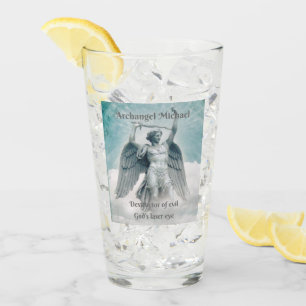 Archangel Michael God's laser eye, grey Glass Cup