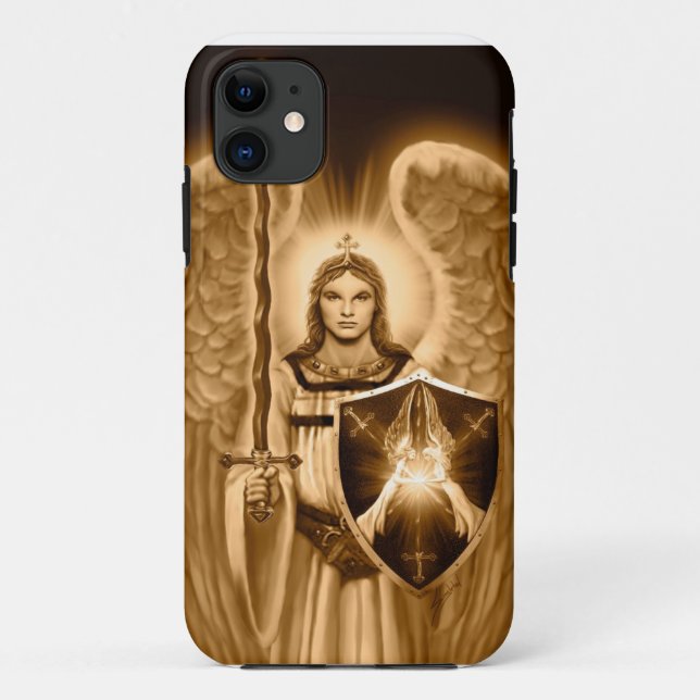 Archangel Michael  iPhone case - sepia tone (Back)