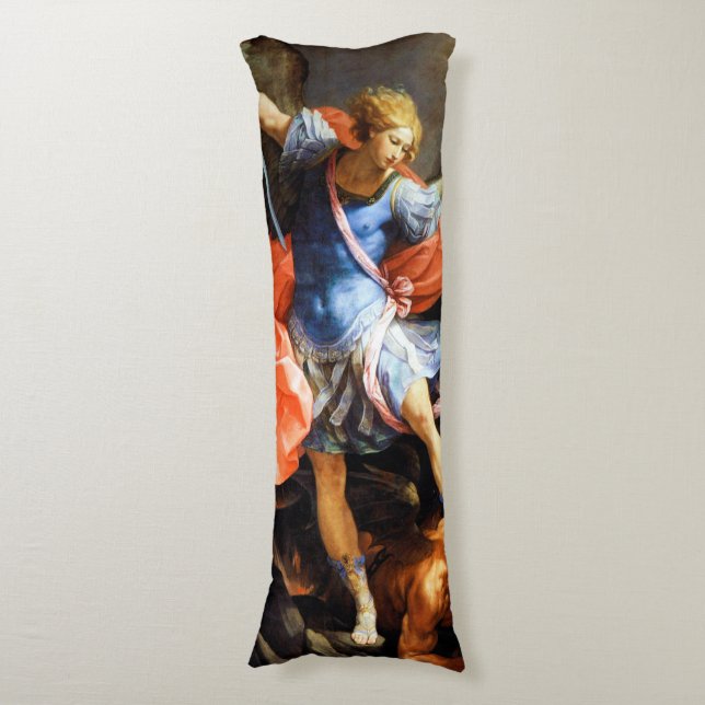 Archangel Michael tramples Satan, Guido Reni Body Cushion (Front Vertical)