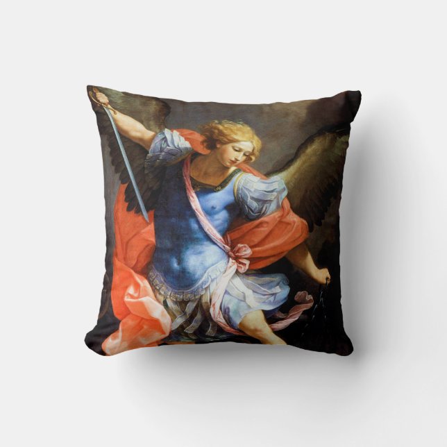 Archangel Michael tramples Satan, Guido Reni Cushion (Front)