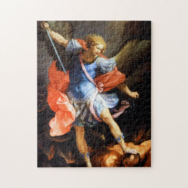 Archangel Michael tramples Satan, Guido Reni Jigsaw Puzzle (Vertical)