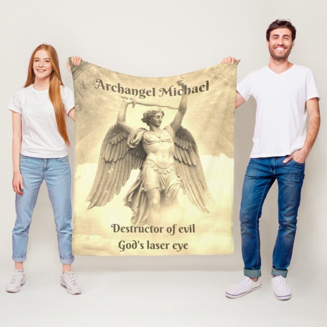Archangel Michael yellow fleece blanket (In Situ)