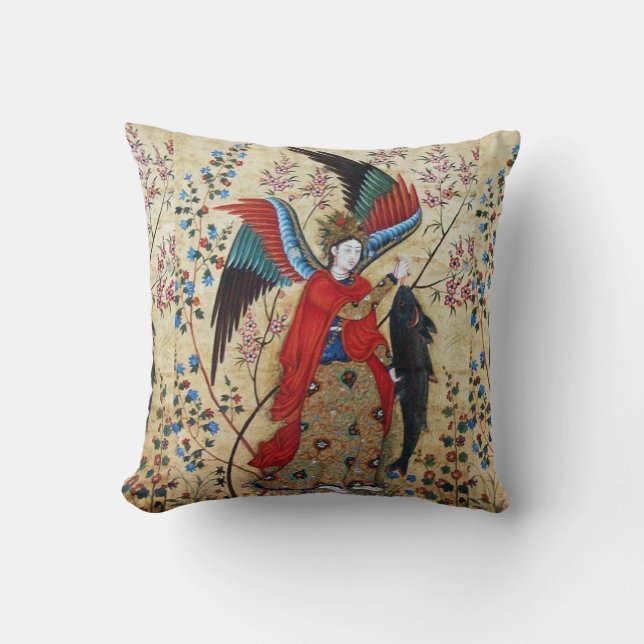 ARCHANGEL RAPHAEL AND FISH PARCHMENT CUSHION (Front)