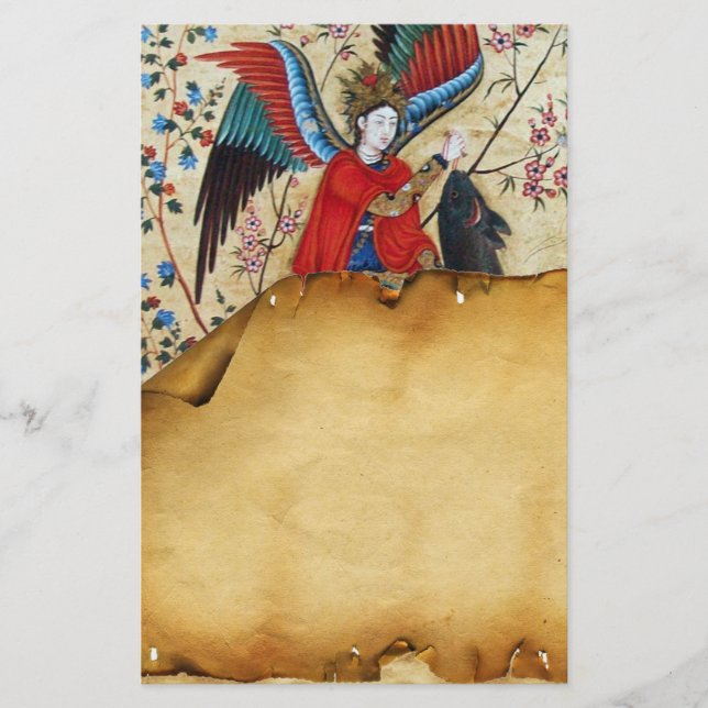 ARCHANGEL RAPHAEL AND FISH PARCHMENT STATIONERY (Front)