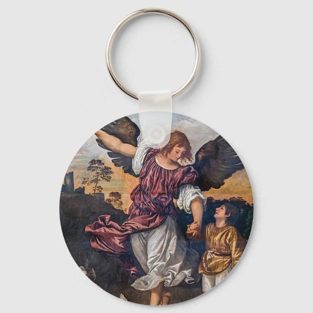 Archangel Raphael Drawing - St Raphael Key Ring (Front)