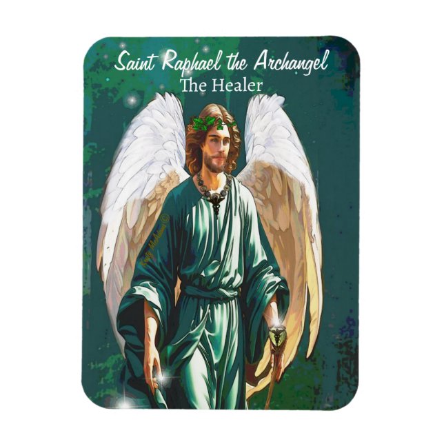 Archangel Raphael Healer Angel Healing Saint Art Magnet (Vertical)