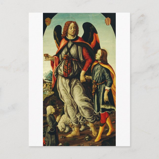 Archangel Raphael with young man Tobias Postcard (Front)