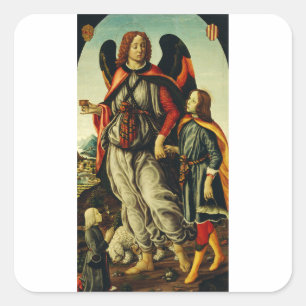 Archangel Raphael with young man Tobias Square Sticker