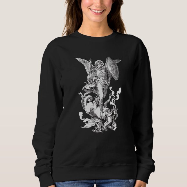 Archangel Saint Michael Fighting The Dragon Cathol Sweatshirt (Front)