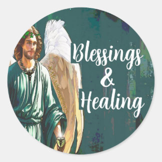 Archangel Saint Raphael Blessings & Healing Angel Classic Round Sticker