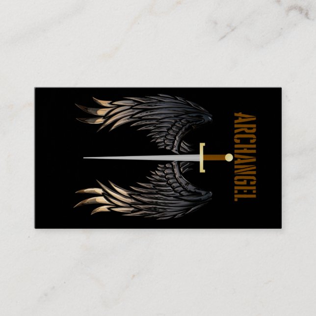 ARCHANGEL SWORD THROW PILLOW BUSINESS CARD (Front)