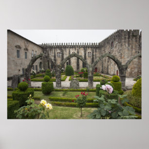 Archbishop Palace Of Braga With Garden Poster