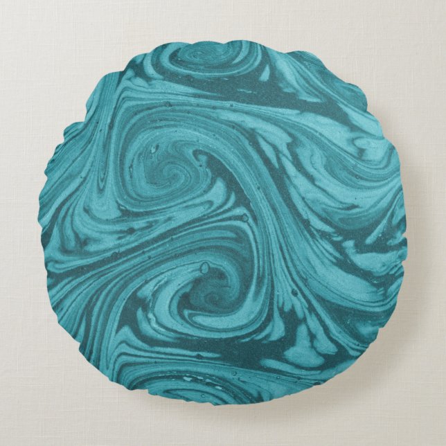 Arched and curved backdrop in tones of turquoise,  round cushion (Front)