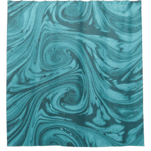 Arched and curved backdrop in tones of turquoise, shower curtain