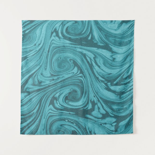 Arched and curved backdrop in tones of turquoise,  tapestry (Front)