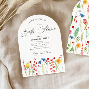 Arched Baby in Bloom Baby Shower Wildflower Meadow Invitation