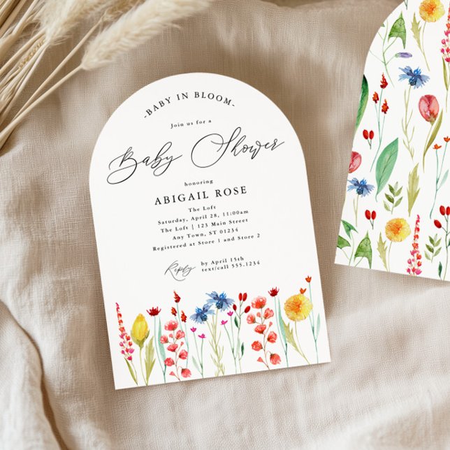 Arched Baby in Bloom Baby Shower Wildflower Meadow Invitation (Creator Uploaded)