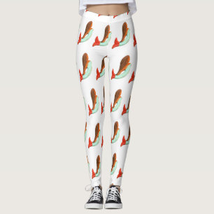 arched-back redhead mermaid leggings