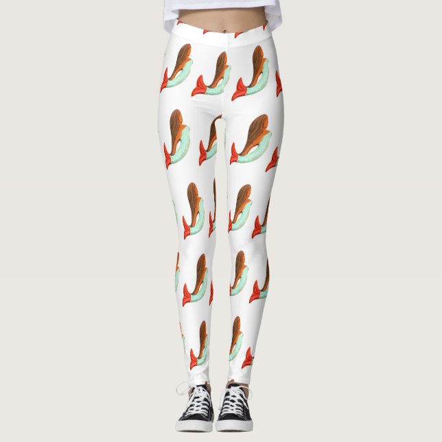 arched-back redhead mermaid leggings (Front)