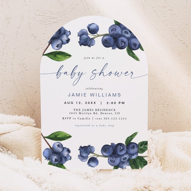 Arched Blueberry Baby Shower Invitation (Creator Uploaded)