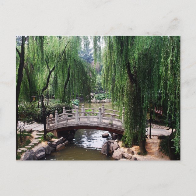 Arched Bridge in peaceful park Postcard (Front)