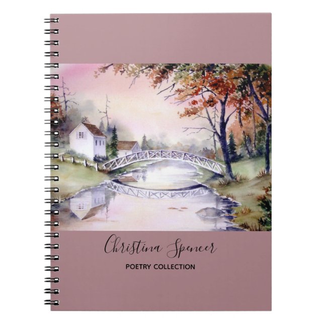 Arched Bridge Watercolor Painting Spiral Notebook (Front)
