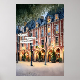 Arched Building Facade Poster Evening Lights