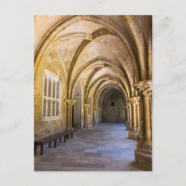 Arched Cathedral Cloister Hallway Postcard (Front)