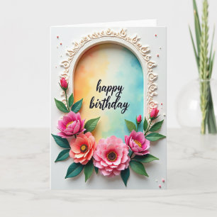 Arched Floral Birthday Card