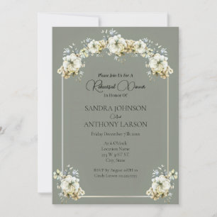 Arched Floral Sage Green Wedding Rehearsal  Invitation