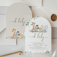 Arched Modern Foliage Safari Baby Shower