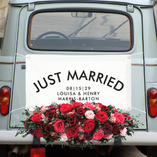 Arched Modern Just Married Car Banner