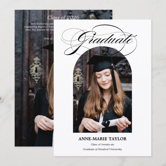Arched Photo and Script Graduate Announcement (Front/Back)