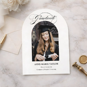 Arched Photo and Script Graduate Announcement