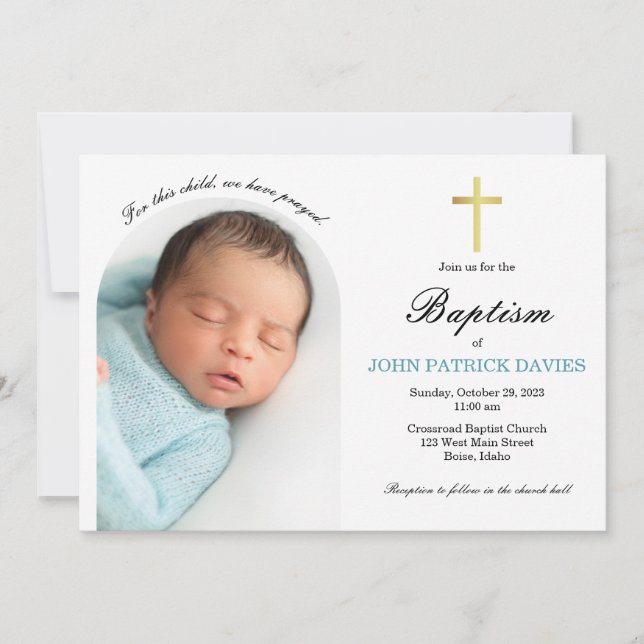 Arched Photo Baptism Invitation (Front)