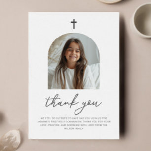 Arched Photo First Communion Girl Thank You Invitation