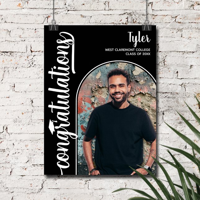 Arched Photo Graduation Black Poster (Arched Photo on black  Graduation Poster, INSTANT DOWNLOAD and/or PRINTED)