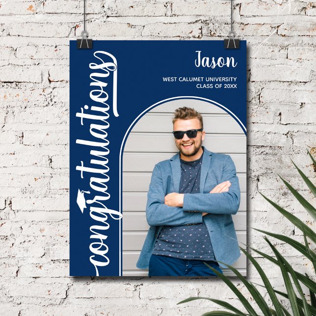 Arched Photo on Blue Graduation Poster (Arched Photo on Blue Graduation Poster, INSTANT DOWNLOAD and/or PRINTED)